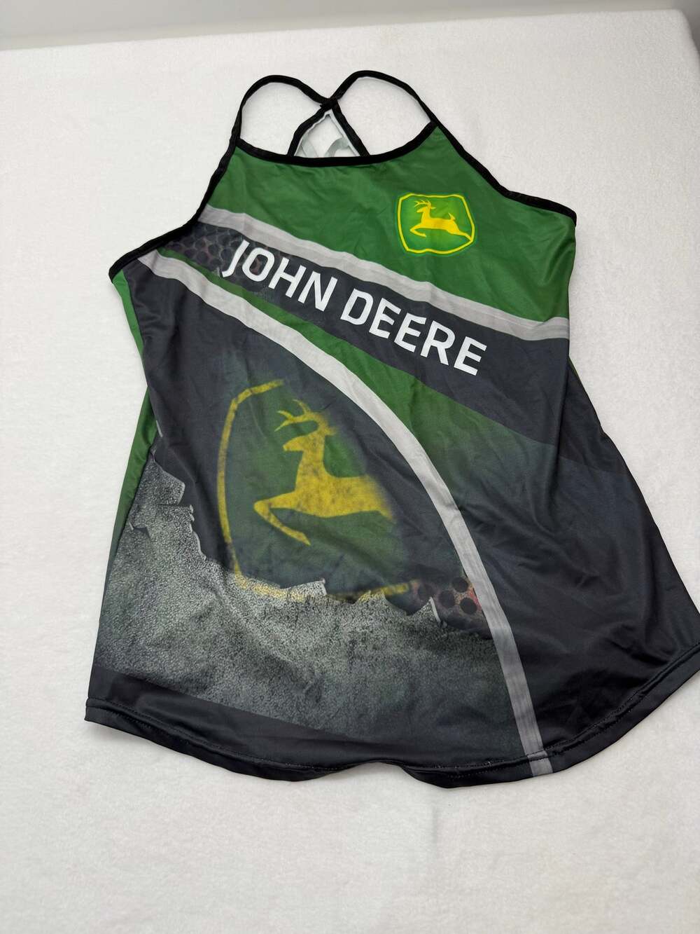 John Deere Women’s Small Racerback Tank Farm Girl Tractor Graphic Athletic Y2K